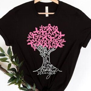 Cancer Tree Breast Cancer Fighter Awareness Support Pink Ribbon Graphic T-Shirt
